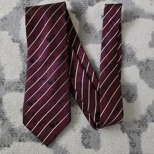 MCM Silk Tie Maroon Ivory Black